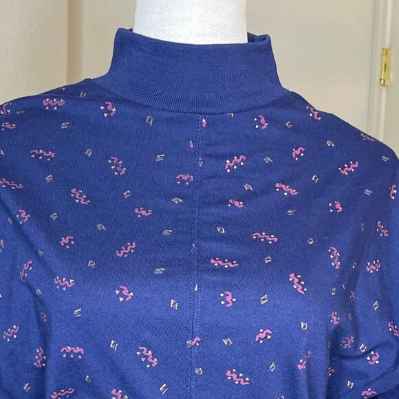 Fashion Force Vintage 80s Eclectic Mock Neck Top Geometric Primary Color Print M - Picture 4 of 9